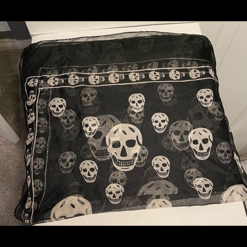 Black sheer Alexander McQueen skull scarf